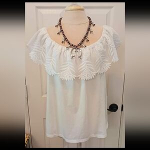 White Lace Top sz XL